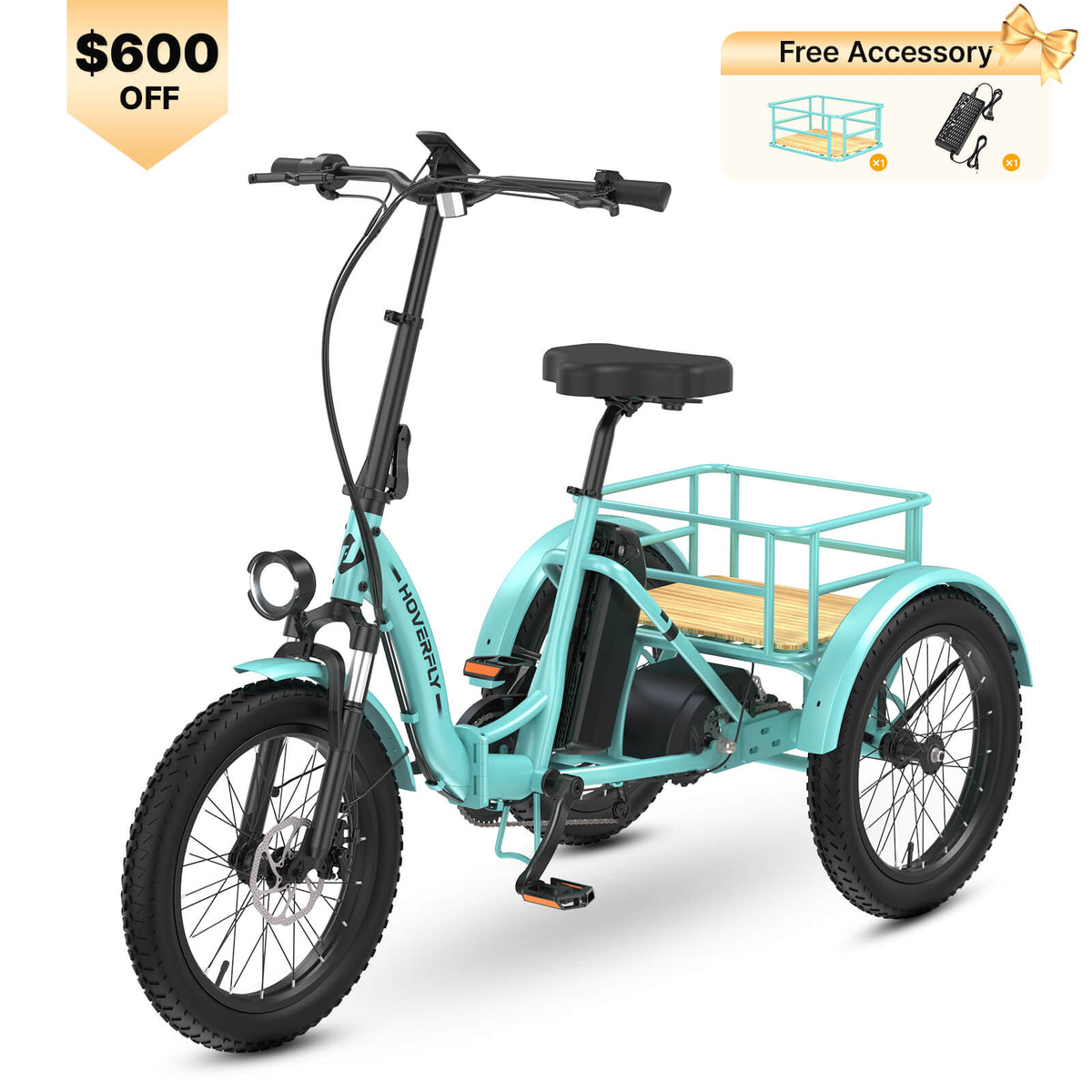 Hoverfly® ET1 Folding Electric Trike 15.5mph | 61 Miles Max Range ((👻Halloween Sale))